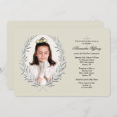 植物のフレームの写真の宗教招待状 招待状 (正面/裏面)