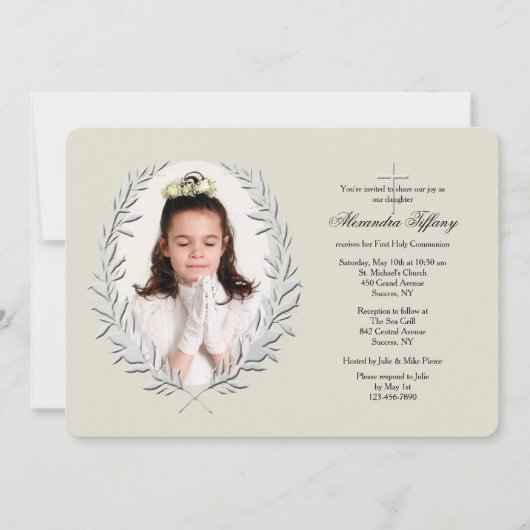 植物のフレーム写真宗教招待状 招待状 (正面)