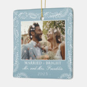 植物のフレーム写真1stクリスマス結婚した セラミックオーナメント (左)