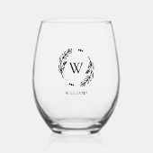 植物のフレーム モノグラム ステムなしワイングラス (正面)