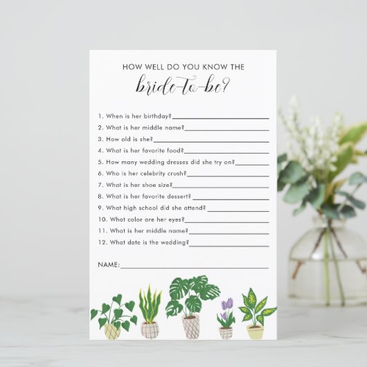 植物のブライダルシャワーゲームどのように良く知っている (スタンド正面)