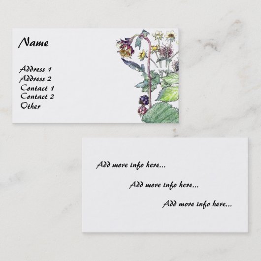 植物のブラックベリーの花のフルーツの名刺 名刺 (正面/裏面)