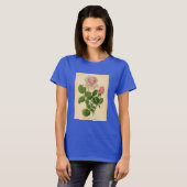 植物のプリント-茶バラ Tシャツ (正面フル)