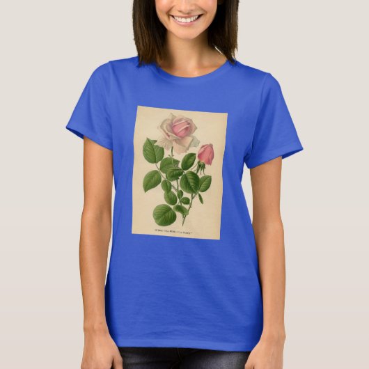 植物のプリント-茶バラ Tシャツ (正面)
