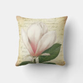 植物のマグノリアの花のヴィンテージ クッション (裏面)