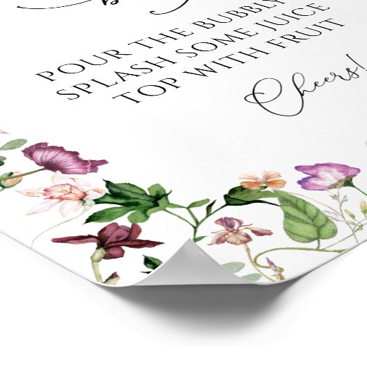 植物のミモザバードリンクサイン ポスター (角)