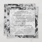 植物のモダンなヴィンテージの花のToileの結婚式 招待状 (正面/裏面)