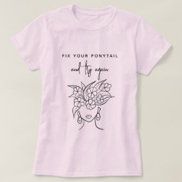 植物のモダンスケッチを持つ女性を再試行 Tシャツ