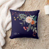 植物のモノグラム クッション (ブランケット)