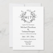 植物のモノグラム クラシック タイポグラフィー 結婚式 招待状 (正面)