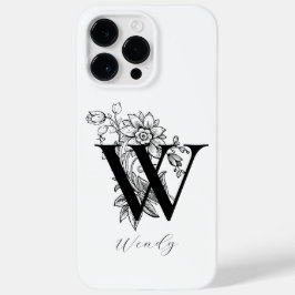 植物のモノグラム W 文字 ネーム Case-Mate iPhone 14 PRO MAXケース
