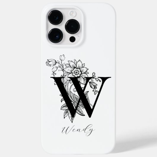 植物のモノグラム W 文字 ネーム Case-Mate iPhoneケース (裏面)
