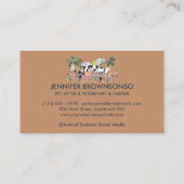 植物のヤシの木の農場の動物 猫 犬 鳥 ペット 名刺 (裏面)