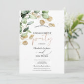 植物のユーカリのグリーンが美しいエンゲージメントカード 招待状 (スタンド正面)
