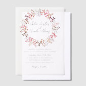 植物のユーカリの緑の葉のリースの結婚式 ベラム紙招待状 (オフセット)