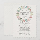 植物のユーカリの葉のリース ウェディングシャワー 招待状 (正面/裏面)