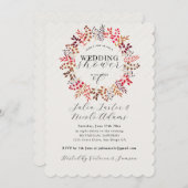 植物のユーカリの葉のリース ウェディング レセプション 招待状 (正面/裏面)