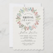 植物のユーカリの葉のリース ブライダルシャワー 招待状 (正面)