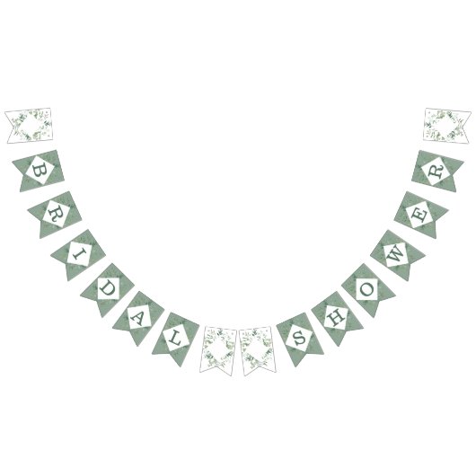 植物のユーカリグリーン ブライダルシャワー バンティングフラッグ (全)