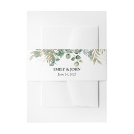 植物のユーカリ ゴールド リーフ モダン デザイン 招待状ベリーバンド