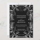 植物のラインアートフレーム 黒の招待状 招待状 (正面)