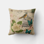 植物のロマンチックでビクトリアンな花の春の鳥 クッション (裏面)