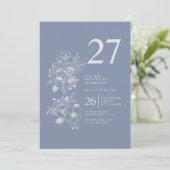 植物のワイルドフラワー ダスティーブルー 27歳の誕生日 招待状 (スタンド正面)