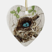 植物のヴィンテージの原稿の短命なものの鳥の巣のフランス語 セラミックオーナメント (右)