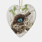 植物のヴィンテージの原稿の短命なものの鳥の巣のフランス語 セラミックオーナメント (左)