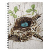 植物のヴィンテージの原稿の短命なものの鳥の巣のフランス語 ノートブック (正面)