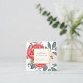 植物のヴィンテージの赤いシャクヤク/モダン スクエア名刺 (スタンド正面)