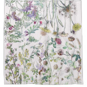 植物のヴィンテージの野生の花の花のシャワー・カーテン シャワーカーテン (正面)