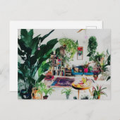 植物の入ったリビングルーム ポストカード (正面/裏面)