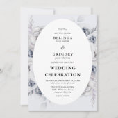 植物の冬の葉の結婚式招待状 招待状 (正面)