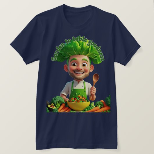 植物の力で料理するシェフ – 愛情込めて調理 Tシャツ (デザイン正面)