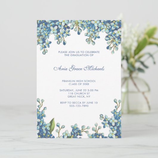 植物の卒業のパーティの招待状の青 招待状 (スタンド正面)