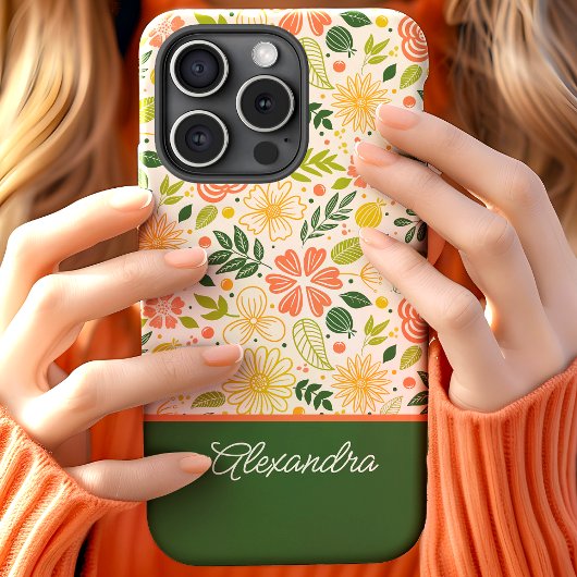 植物の可愛い花柄スクリプトネーム Case-Mate iPhoneケース
