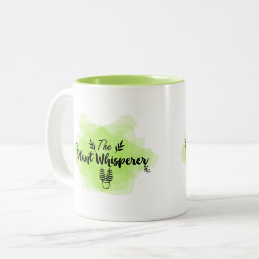 植物の囁くものを植える抽象的で新しい緑 ツートーンマグカップ (正面左)