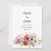 植物の夏 色鮮やかな花の Save The Date 招待状 (正面)