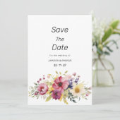 植物の夏 色鮮やかな花の Save The Date 招待状 (スタンド正面)