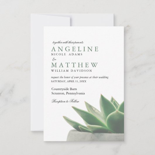 植物の多肉植物園|結婚式招待状 招待状 (正面)