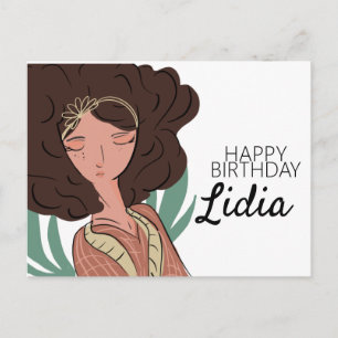 植物の女性キャラクターが恋人誕生日に ポストカード