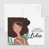 植物の女性キャラクターが恋人誕生日 ポストカード (正面/裏面)