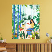 植物の女性 緑の植物 キャンバスプリント (インサイチュ (リビング))