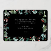 植物の実フレーム フェスティブ クリスマス スクリプト 箔シーズンカード (裏面)