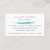 植物の島のタツノオトシゴの赤面 名刺 (裏面)