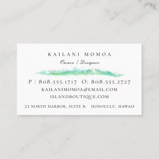 植物の島のパイナップル珊瑚 名刺 (裏面)