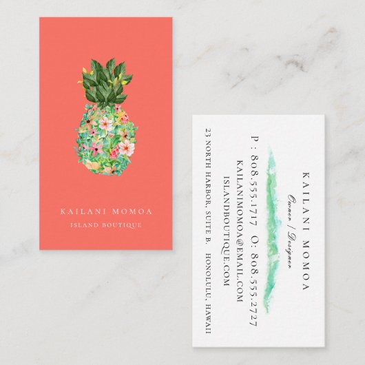 植物の島のパイナップル珊瑚 名刺 (正面/裏面)
