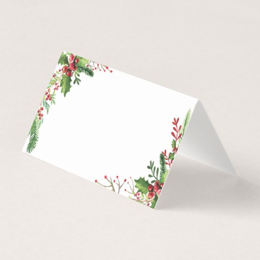 植物の席札　赤と緑の水彩 (裏面)