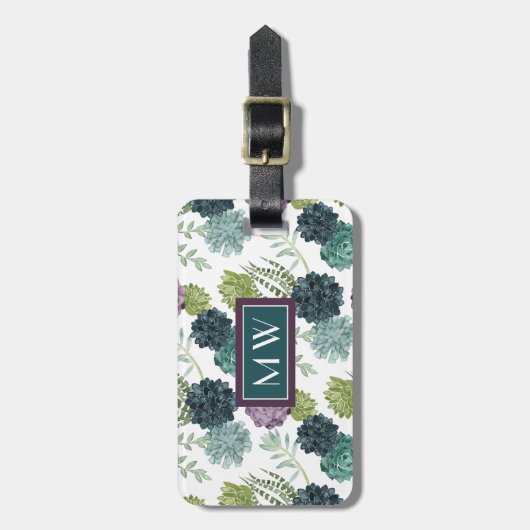 植物の幸福のコレクションのSucculentパターン ラゲッジタグ (正面縦)